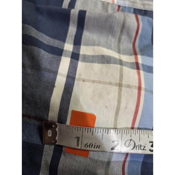 Basic Editions Shirt Mens 4XL Blue Gray Plaid Short Sleeve Button Down Casual - Picture 4 of 7